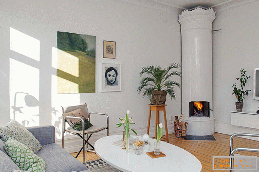 Notranjost dnevne sobe v skandinavskem slogu