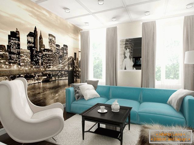 Udobno oblikovanje stanovanja v mirni barvni shemi