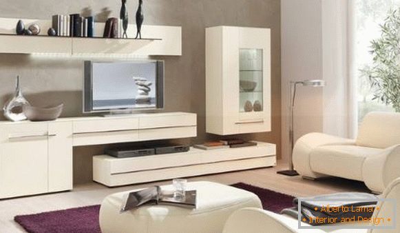 Modularna bela dnevna soba pohištvo v sodobnem slogu