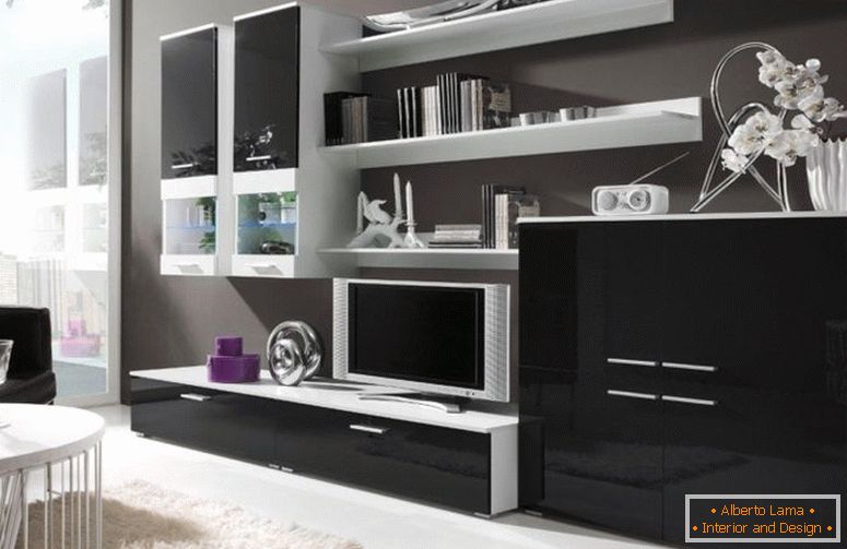 Črno-bela dnevna soba - 55 fotografij nenavadnih rešitev za