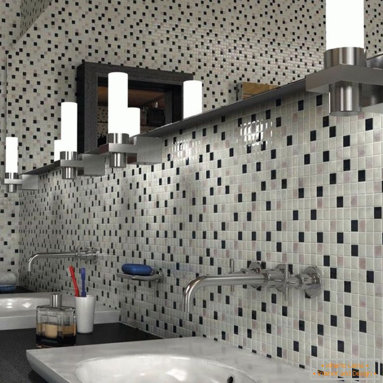 črna in bela-mozaik-v-dekoracija-kopalnica-soba