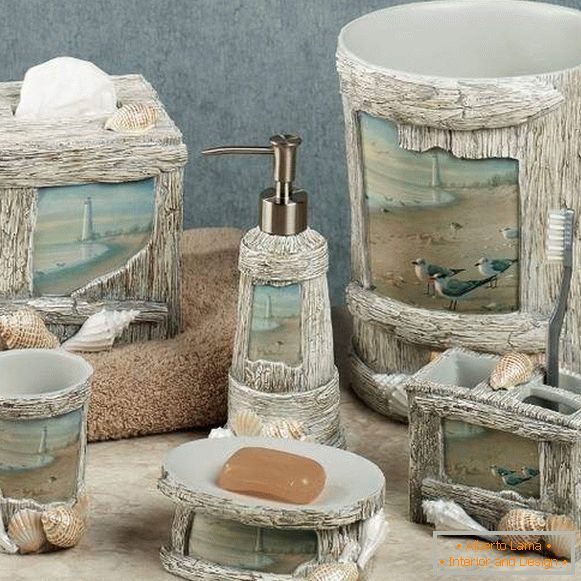 Dodatki in dekor v kopalnici - fotografije z školjkami