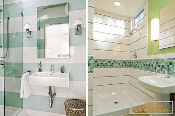 Decor ploščice kopalnica v beli in zeleni