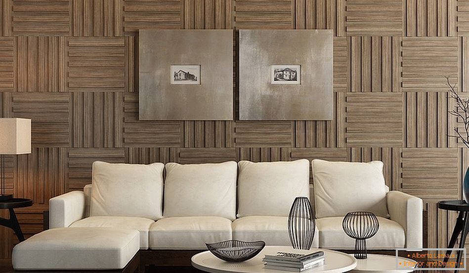 Lesene plošče на стене в интерьере