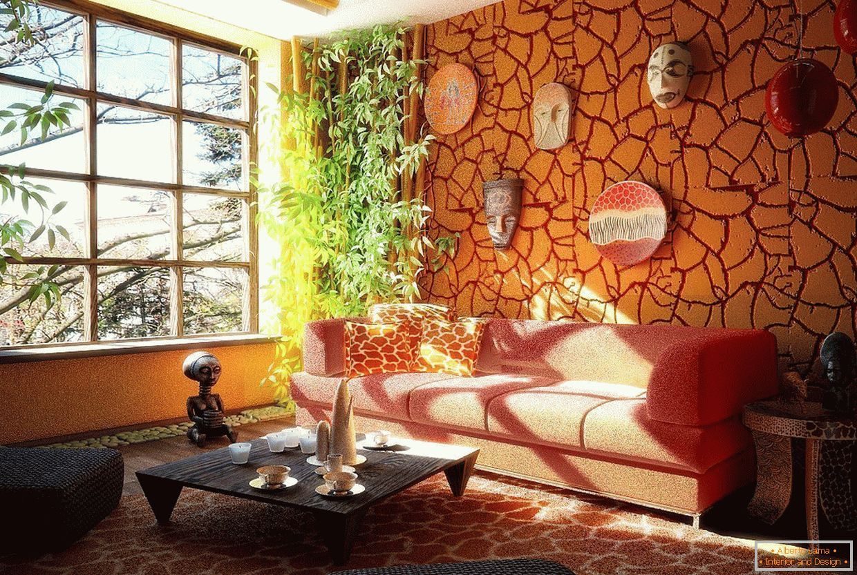 Oranžni dekorativni omet в дизайне гостиной