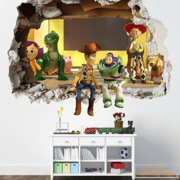 3D nalepke na ozadju - dekor otroške sobe