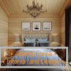 Svetel dekor lesene spalnice