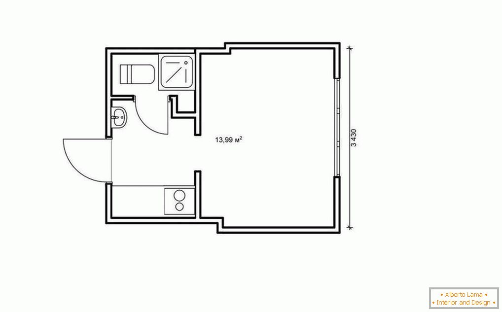 Načrtujte apartma-studio od 14 do 25 kvadratnih metrov. m.