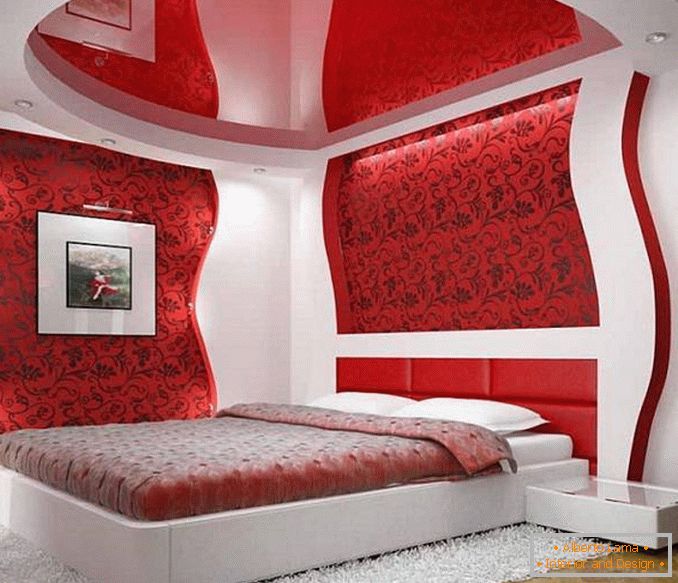 rdeča bela spalnica design, fotografija 14