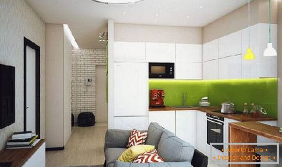 oblikovanje kuhinje s kavčem 18 m², foto 23