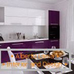 Kuhinjsko pohištvo z belo-vijolično fasado