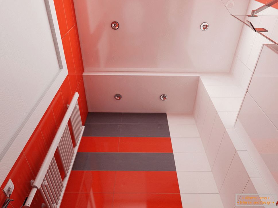 Zasnova kopalnice z rdečimi poudarki - фото 3