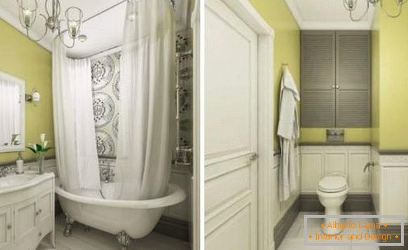 Ideje za oblikovanje studio apartmajev 40 m2 M - fotografija kopalnice v klasičnem slogu