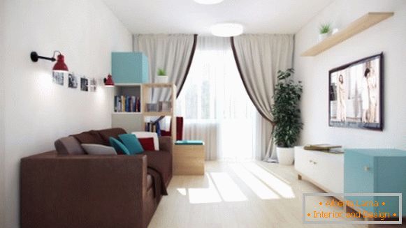 Apartma design studio kvadratni postavitev - фото гостиной