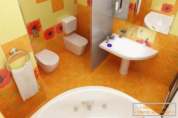 Zasnova kombinirane kopalnice - fotografija v svetlih barvah