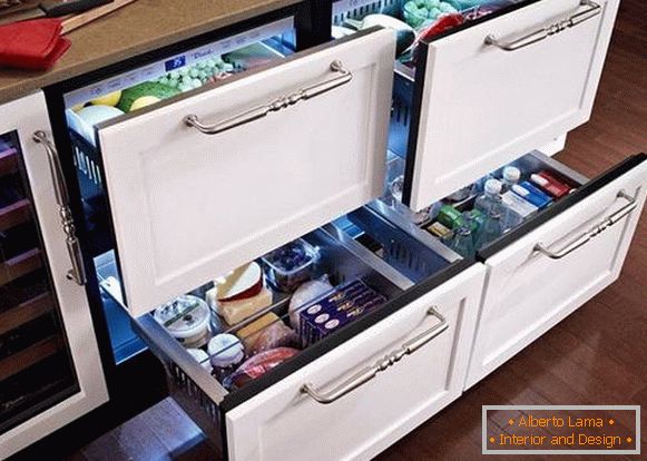 zasnova majhne kuhinje s hladilnikom, foto 35