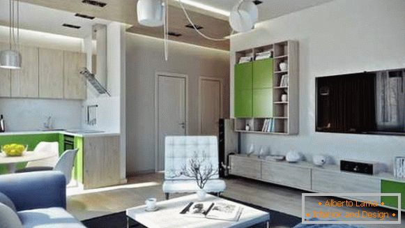 Oblikovanje majhnega studia stanovanja v Hruščovu - fotografije v sodobnem slogu