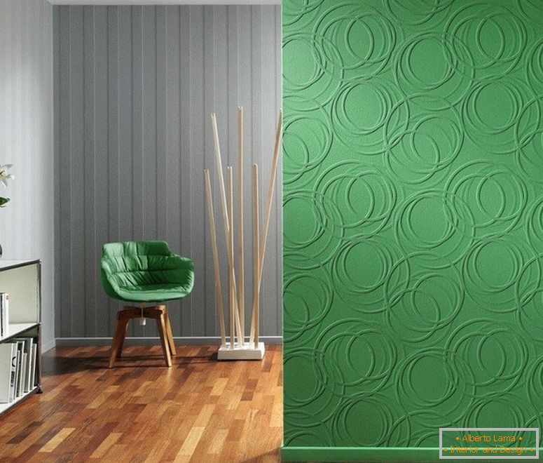 Kombinacija sive in zelene na steni
