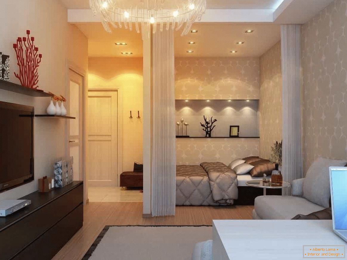 Oblikovanje enosobnega apartmaja s spalnico