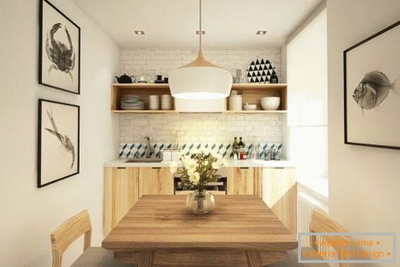 Mala kuhinja v oblikovanju apartmaja 40 m2