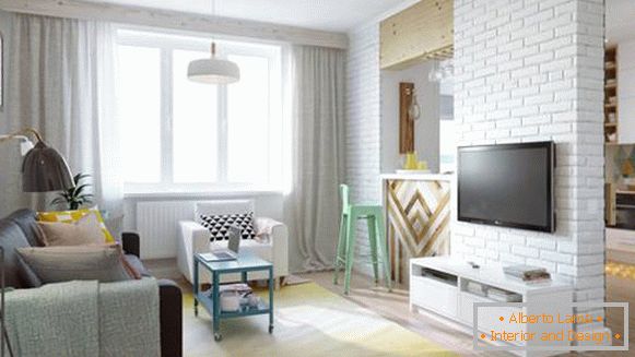 Eleganten studio apartma 45 kvadratnih metrov v Moskvi