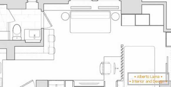 Projektiranje apartmajskega projekta 40 m2 M - shema sob
