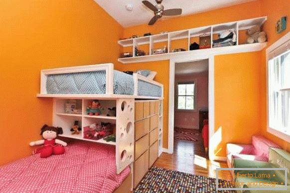 Oblikovanje enosobnega apartmaja z dvema otrokoma - notranjost vrtca