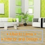 Bela pohištvo v svetlo zeleni notranjosti