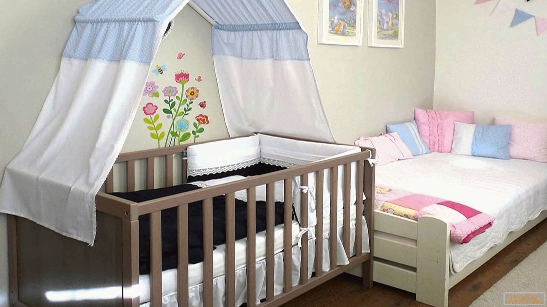 Eleganten dekor v otroški posteljici