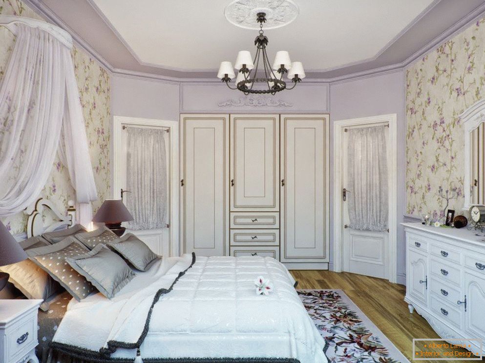 Lila spalnica v stilu Provence