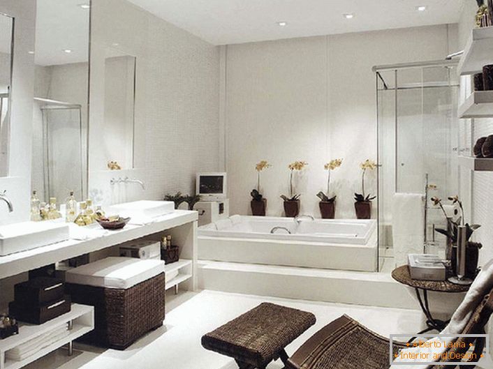 Luksuzna kopalnica v slogu Art Nouveau. Kljub zadostni kvadraturi je pohištvo za kopalnico izbrano prostorno in funkcionalno. 