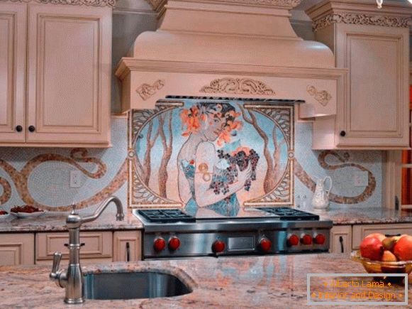 Kuhinja predpasnik v obliki lepega mozaika