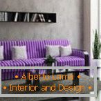 Striped vijolična kavč