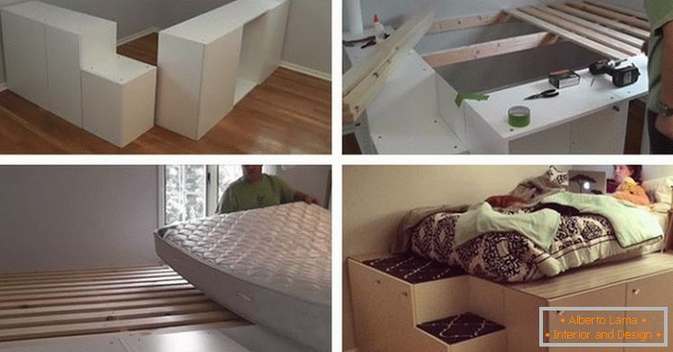 Postelja v majhni spalnici iz IKEA