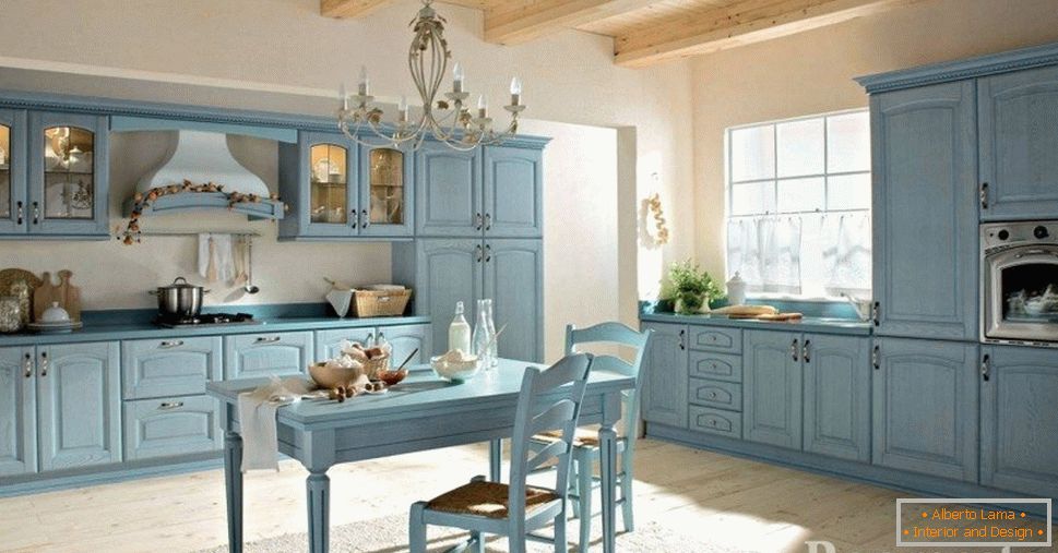 Pohištvo в кухне голубого цвета