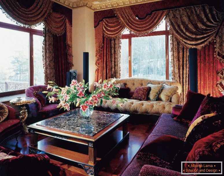 Baročna dnevna soba - 75 fotografij nenavadnega oblikovanja