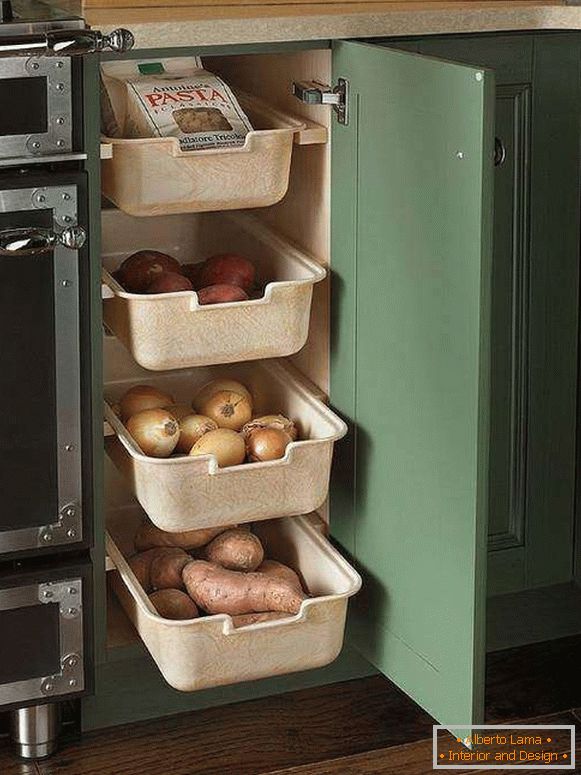 Kako shraniti zelenjavo v kuhinji - škatle in posode