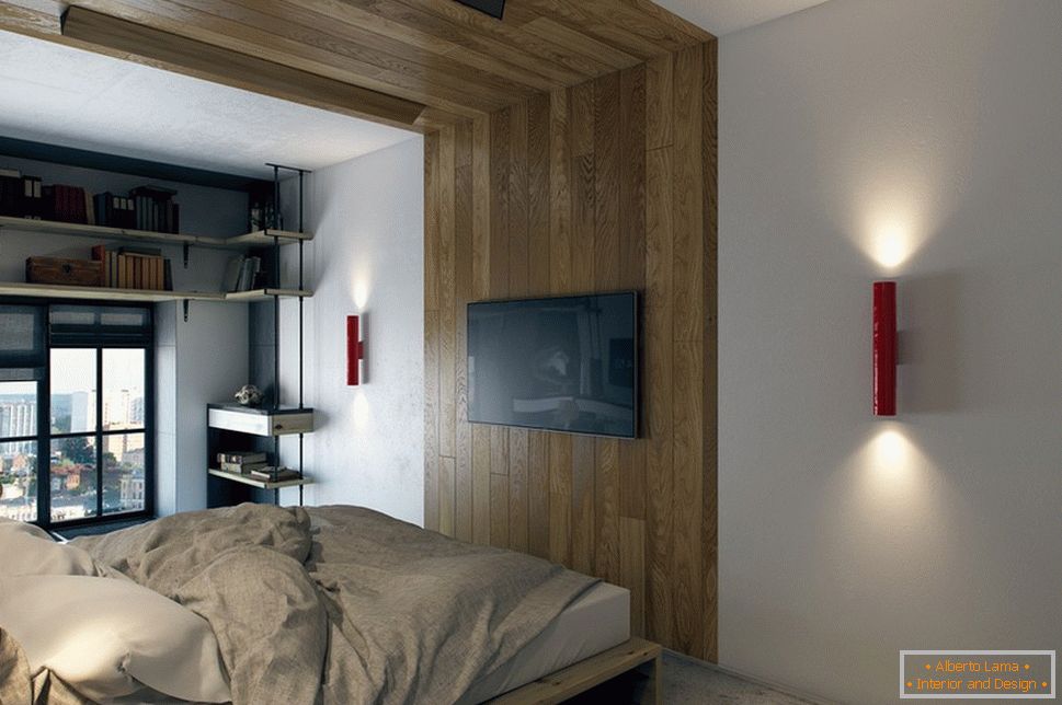 Lesena plošča v notranjosti spalnice