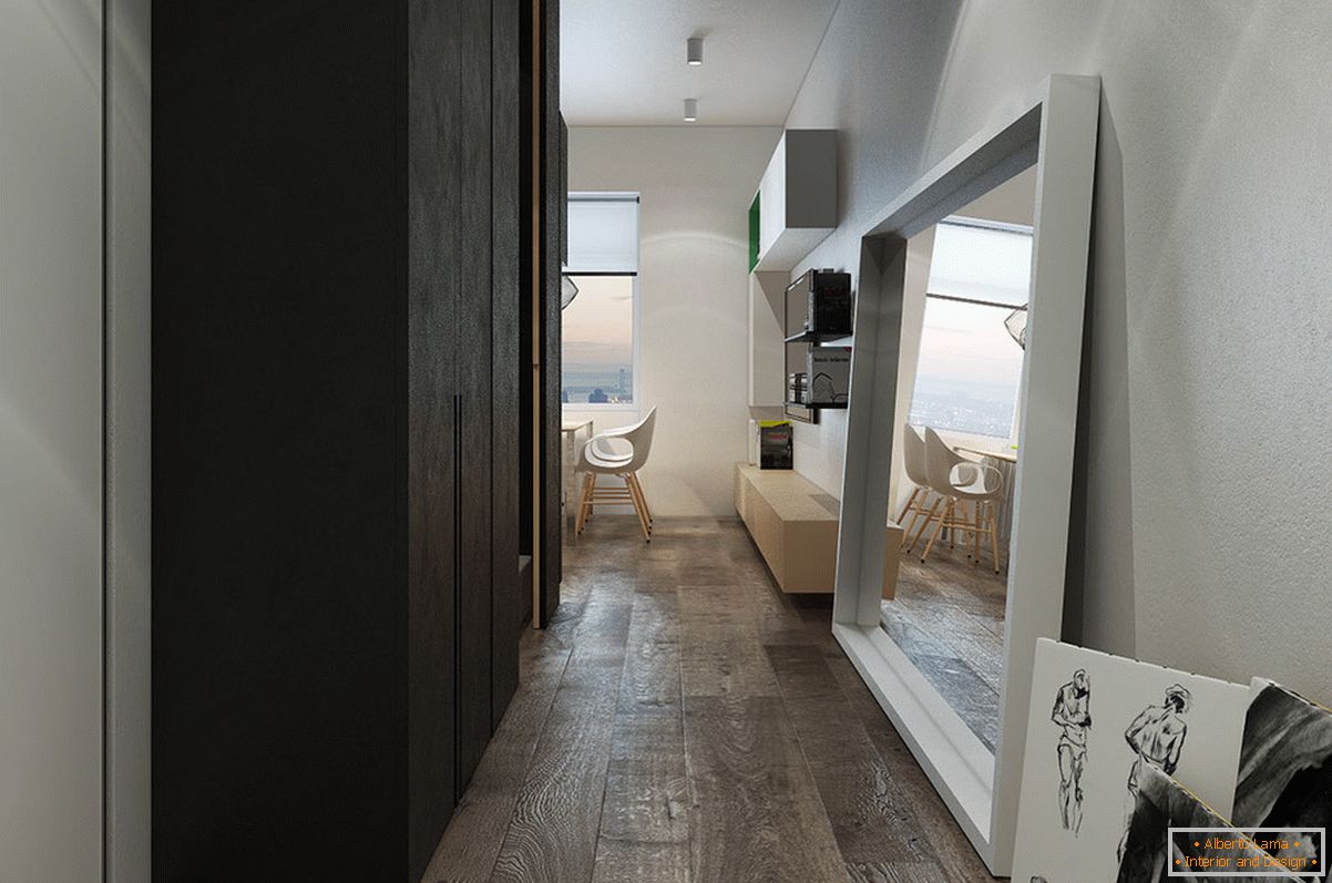 Oblikovanje koridorja za majhno stanovanje v slogu loft