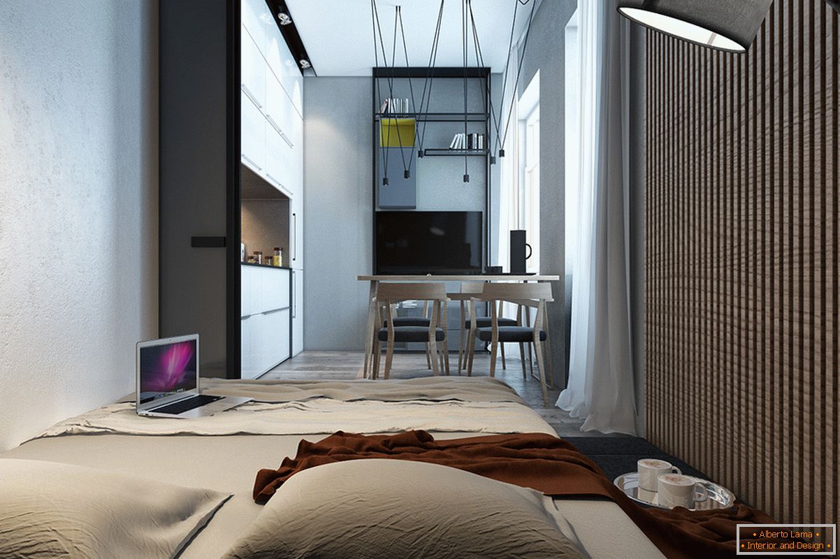 Zasnova spalnice za majhno stanovanje v skandinavskem slogu - фото 2