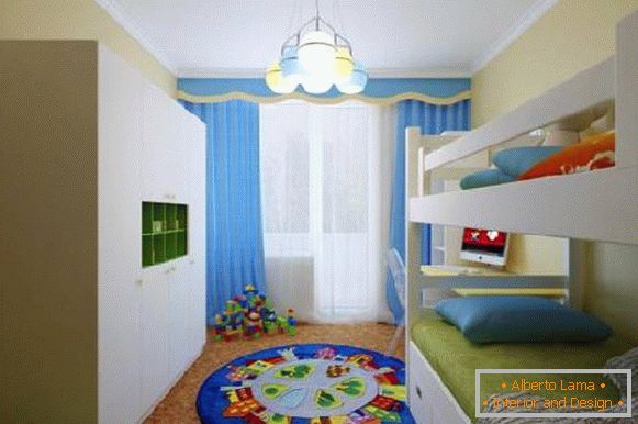 notranjost majhne otroške sobe za dva otroka, foto 53