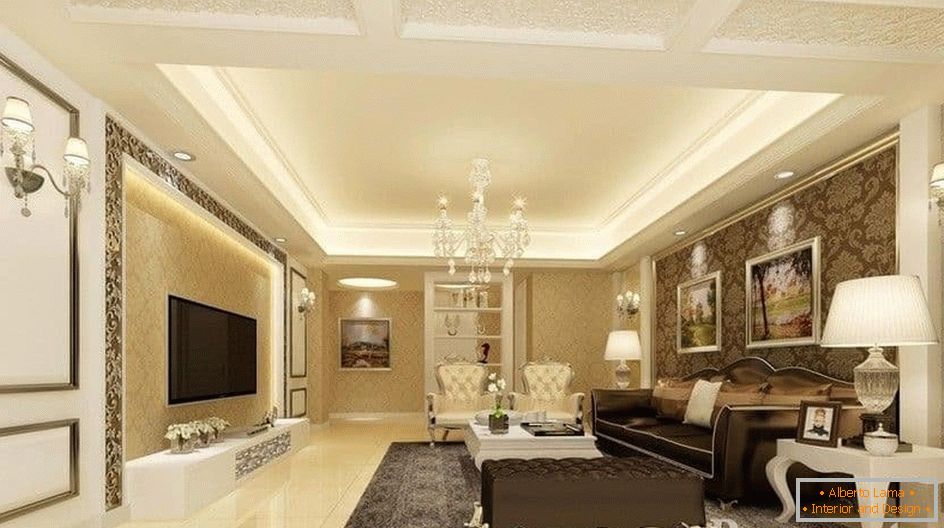 Svetla in prijetna dnevna soba v klasičnem slogu