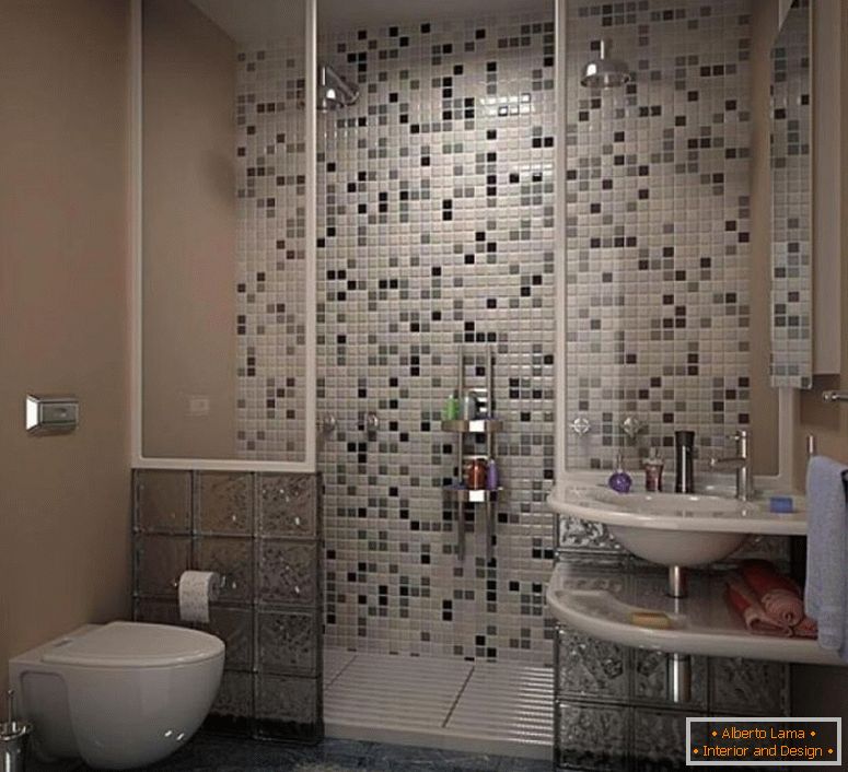 osupljive-moderne-majhne kopalnice-ideje-s-siva-mozaik-ploščice-odprta-tuš-stene-oblikovanje-zamisli