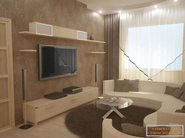 Visoko tehnološki slog ponuja udobno pohištvo za sprostitev in ne nujno pravokotne oblike.