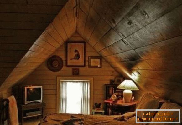 spalnica notranjost v leseni hiši, foto 36