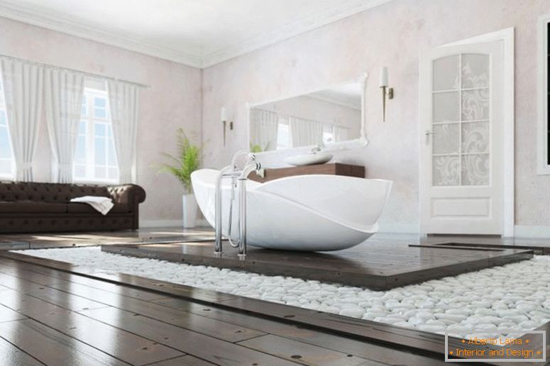 elegantno-moderno-kopalnico-featuring-notranjost-design-z-sveča-na-vrt-zanimivo-bela-kad-trdega-tla-zid-dekor notranjost-kamenčki-arhitektura notranjost-oblikovanje notranje-design-kolegij-softw