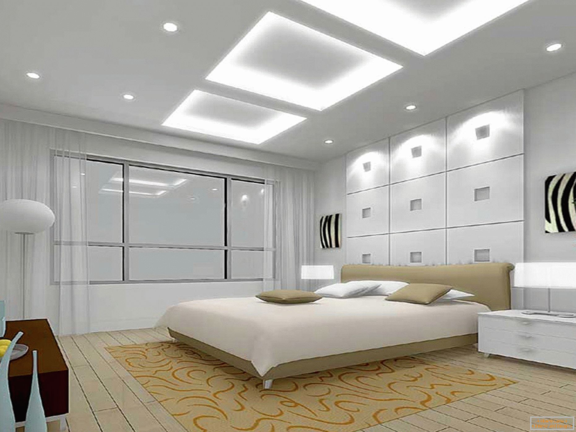 Možnost osvetlitve spalnice v belih tonih