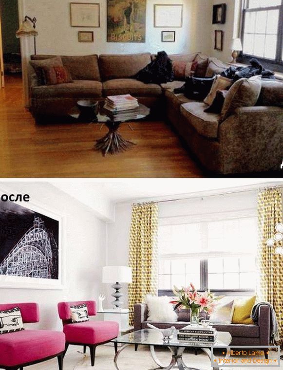 Kako urediti pohištvo v dnevni sobi - fotografije pred in po remontu