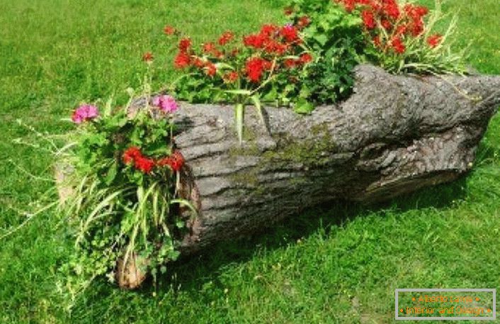 Poletnik je iz dela posekanega drevesa naredil plišasto posteljo za svoje dvorišče.