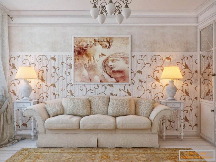 Dnevna soba v slogu Provence s sliko